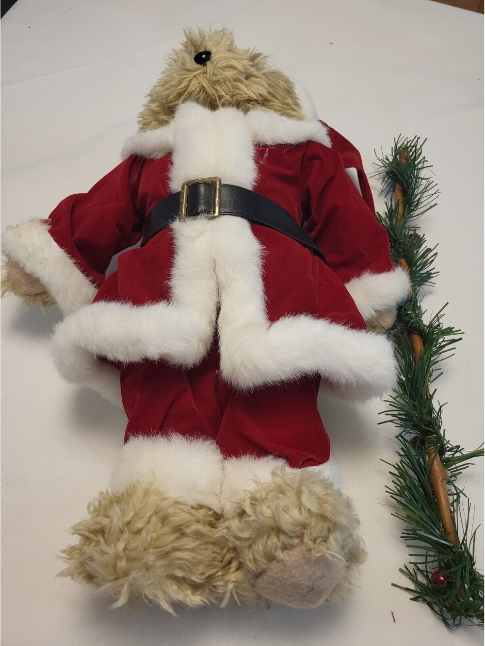 Vintage 18"x13.5" Plush Bear in Santa Claus Outfit